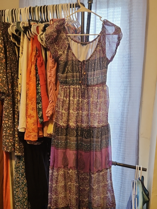 Chaudry Dresses & Skirts - Bohemian Paisley Tiered Maxi Dress - Purple